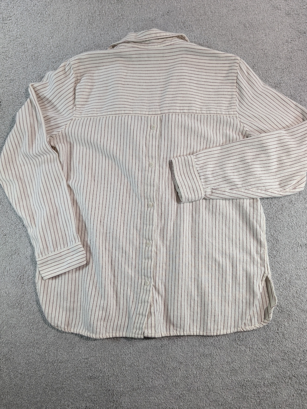 Madewell Flannel Classic Ex-Boyfriend Button Back Stripe‎ Shirt Women’s Large - Picture 3 of 9